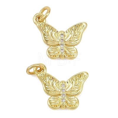 Brass Micro Pave Clear Cubic Zirconia Charms KK-D218-26G-01-1