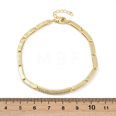 Brass Micro Pave Clear Cubic Zirconia Link Bracelets for Women BJEW-F504-12G-1