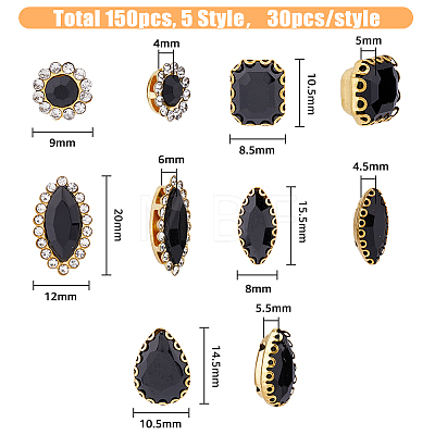 150Pcs 5 Style Sew on Rhinestone RGLA-HY0001-02-1