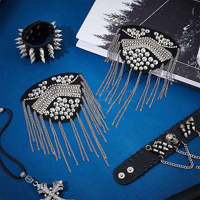 Fashionable Iron Tassel Epaulettes AJEW-WH0289-27A-1