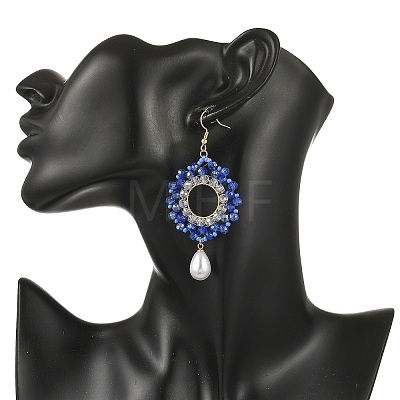 Brass Glass Beads Dangle Earrings EJEW-MZ00764-01-1