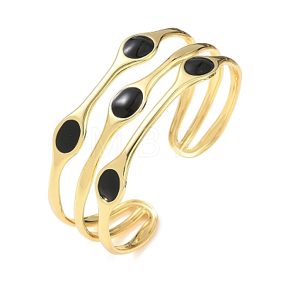 Brass Enamel Multi-strand Cuff Bangles for Women BJEW-A173-01G-01-1
