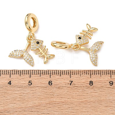 Ocean Brass Micro Pave Clear Cubic Zirconia European Dangle Charms KK-H278-03G-02-1