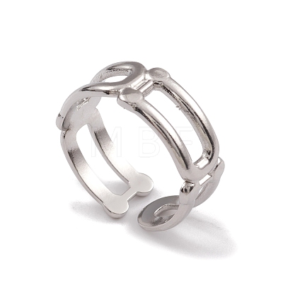 Non-Tarnish 304 Stainless Steel Hollow Out Oval Wrap Open Cuff Rings for Women RJEW-G285-51P-1