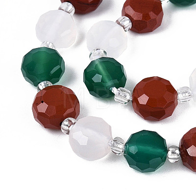 Natural Red Agate & Green Agate & Red Jasper Beads Strands G-T144-19A-01-1