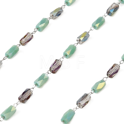 Handmade 304 Stainless Steel Glass Beaded Link Chains GL-CBA98C2-06P-1
