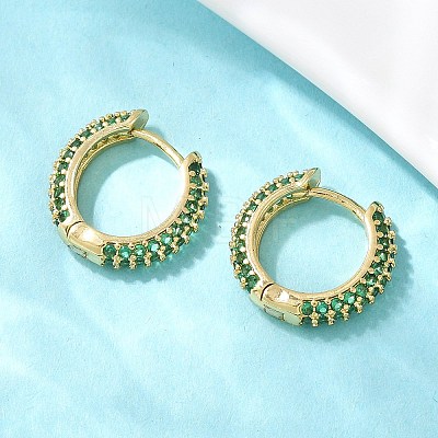 Brass Cubic Zirconia Hoop Earrings EJEW-A156-05G-02-1