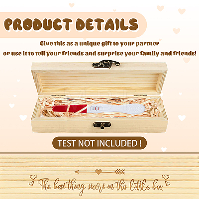 Rectangle Wooden Pregnancy Test Keepsake Box with Lock CON-WH0103-001-1