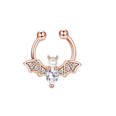 316L Stainless Steel Clear Cubic Zirconia Halloween Bat Clip-on Nose Septum Rings WG4B0C3-03-1