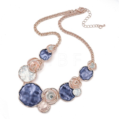 Alloy Colorful Enamel Rose Flower Bib Necklaces NJEW-B113-05-1