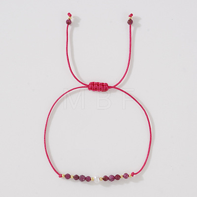 Natural Agate & Brass Beads Braided Bead Bracelets for Women HH4245-3-1