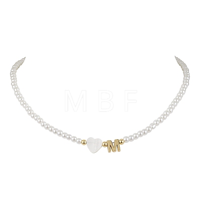Brass with Glass Beads Necklace NJEW-JN04705-1