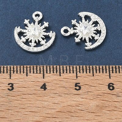 Brass Micro Pave Clear Cubic Zirconia Charms CU-CBAB0CF-15S-1