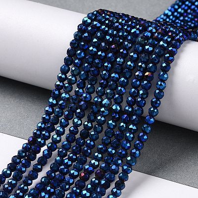 Electroplate Glass Beads Strands GLAA-H021-01B-FP03-1