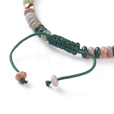 Natural Indian Agate Braided Bead Bracelets BJEW-O175-C08-1