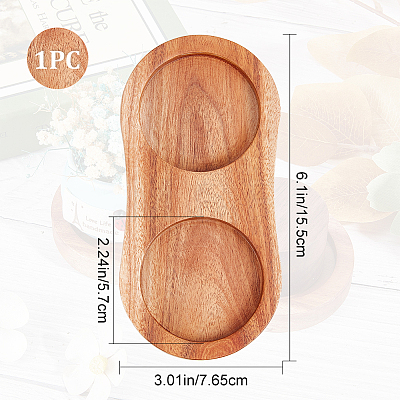 2-Slot Wooden Salt and Pepper Mill Tray WOOD-WH0030-31-1