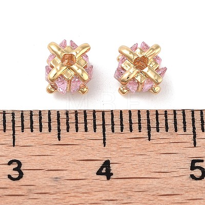 Brass Micro Pave Cubic Zirconia Beads KK-B102-31G-01-1