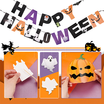 Halloween Decoration Paper Flag Banners DIY-WH0453-12A-1