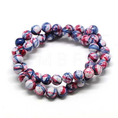 Dyed Round Synthetic Gemstone Ocean White Jade Beads Strands G-F085-10mm-M-1