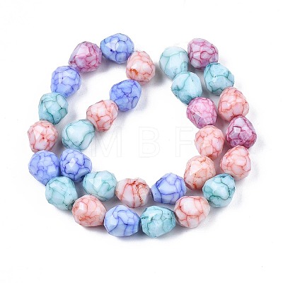 Opaque Baking Painted Crackle Glass Beads Strands EGLA-N006-025-1
