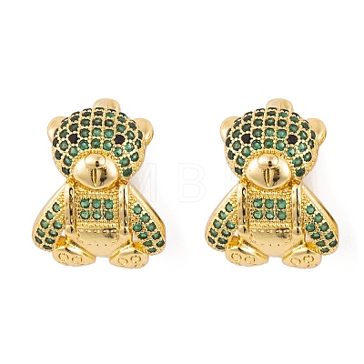 Brass Micro Pave Cubic Zirconia Earrings EJEW-E309-06G-1