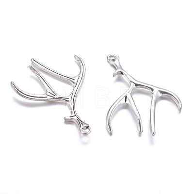 Tibetan Style Alloy Deer Antler Pendants TIBEP-S261-AS-LF-1