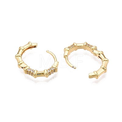 Ring with Bamboo Stick Cubic Zirconia Hoop Earrings EJEW-N054-55G-1