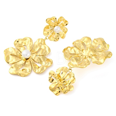 304 Stainless Steel Flower Dangle Stud Earrings for Women EJEW-U023-04G-01-1