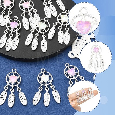 6Pcs 3 Colors Rack Plating Alloy Rhinestones Pendants FIND-YW0011-72-1