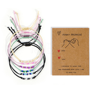 Adjustable Glass Seed Beaded Friendship Braided Bracelet Sets BE2039-3-1