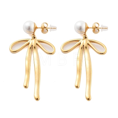 304 Stainless Steel ABS pearl Earrings EJEW-S226-05G-1