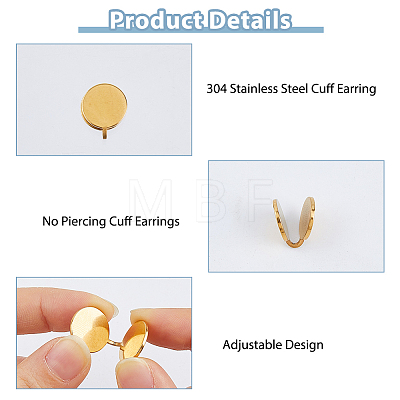 12Pcs 2 Colors 304 Stainless Steel Cuff Earrings EJEW-HS0001-40C-1