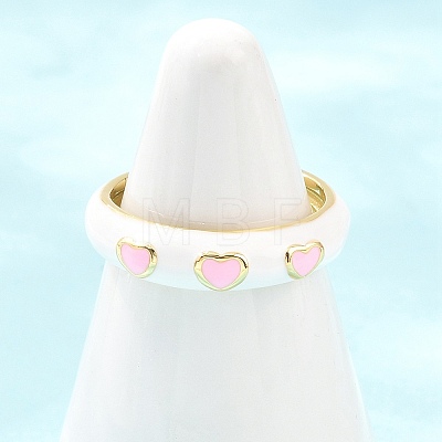 Brass Enamel Cuff Open Rings RJEW-P190-01G-1