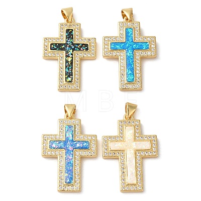 Rack Plating Brass Micro Pave Clear Cubic Zirconia Pendants KK-P268-12B-G-1