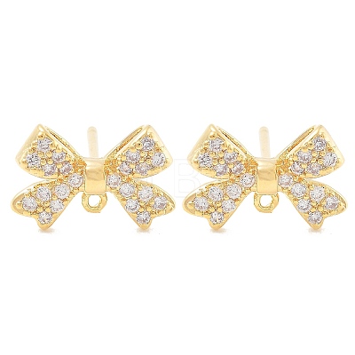 Brass Clear Cubic Zirconia Stud Earring Findings KK-A238-02A-G-1