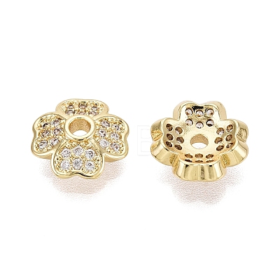 Brass Micro Pave Clear Cubic Zirconia Bead Caps KK-Q071-12G-02-1