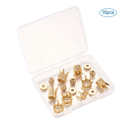 Brass Micro Pave Clear Cubic Zirconia Beads ZIRC-TA0001-10G-1