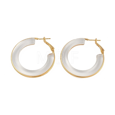 Brass with Transparent Resin Hoop Earrings EJEW-Q391-27G-1