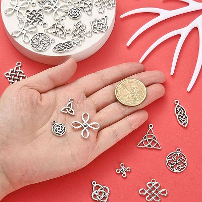 100Pcs 10 Styles Tibetan Style Alloy Pendants TIBEP-CJ0002-45-1