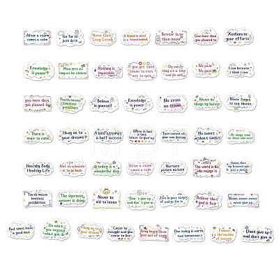 50Pcs Inspirational Theme Cartoon English Word Paper Sticker Label Set DIY-G078-01-1
