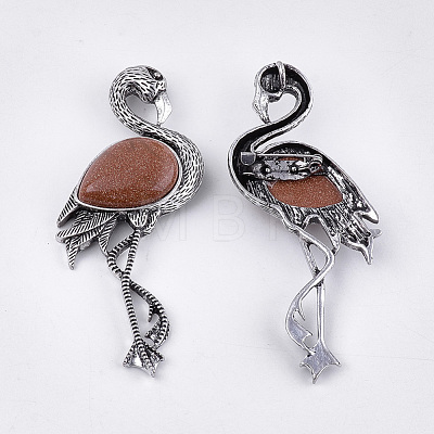 Synthetic Goldstone Brooches/Pendants G-S353-06G-1