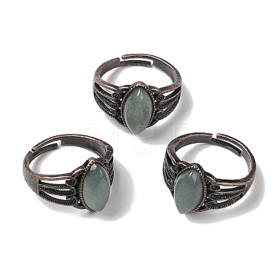 Natural Green Aventurine Horse Eye Adjustable Rings RJEW-K271-05R-12-1