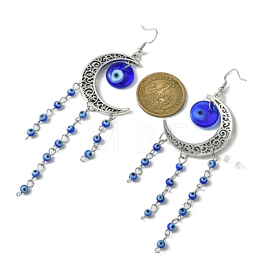Tibetan Style Alloy Crescent Moon Chandelier Earrings EJEW-JE05515-1