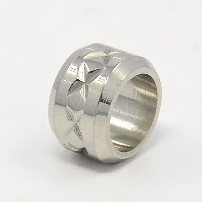 Stainless Steel Large Hole Column Carved X-shape Beads STAS-G037-06-1