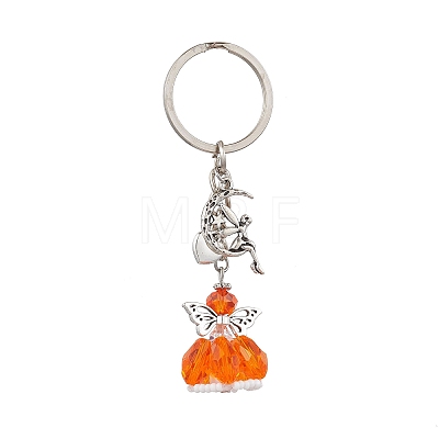 Glass & Tibetan Style Alloy Keychain KEYC-MZ00037-1