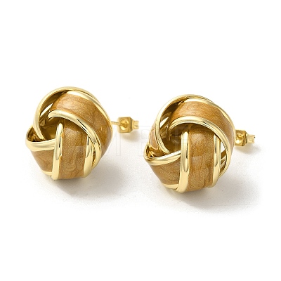Real 18K Gold Plated Brass Enamel Stud Earrings for Women EJEW-M251-09G-05-1