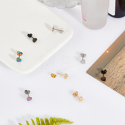 8Pcs 4 Colors Iron Heart Stud Earrings for Women EJEW-AN0002-86-1