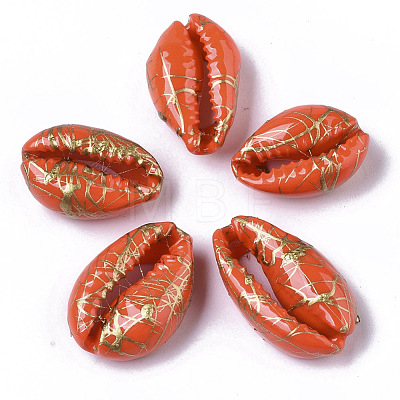 Spray Painted Natural Cowrie Shell Beads SSHEL-R047-03-A08-1