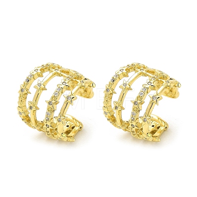Star Brass Cuff Earrings EJEW-L270-004G-1