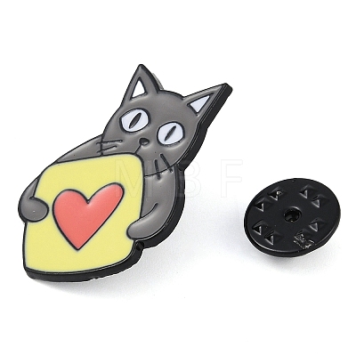 Cartoon Cat with Heart Zinc Alloy Enamel Pin Brooch JEWB-C034-06D-EB-1